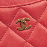 Chanel Lambskin Quilted Card Holder Red