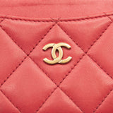 Chanel Lambskin Quilted Card Holder Red