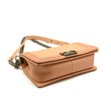 CHANEL Calfskin Chevron Quilted Medium Braided Boy Flap Beige