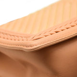 CHANEL Calfskin Chevron Quilted Medium Braided Boy Flap Beige