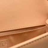 CHANEL Calfskin Chevron Quilted Medium Braided Boy Flap Beige