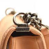 CHANEL Calfskin Chevron Quilted Medium Braided Boy Flap Beige