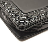 CHANEL Patent Chain Wallet Boy Reverso Flap Black Crossbody