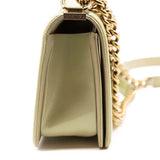 CHANEL Chanel Mint Green Quilted Patent Leather Medium Boy Flap Bag