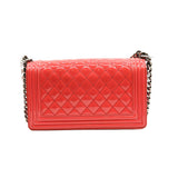 Chanel Patent Calfskin Enamel Quilted Medium Boy Flap Dark Pink