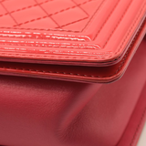 Chanel Patent Calfskin Enamel Quilted Medium Boy Flap Dark Pink