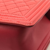 Chanel Patent Calfskin Enamel Quilted Medium Boy Flap Dark Pink