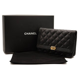 Chanel Caviar Quilted Boy Wallet On Chain WOC Black