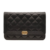 Chanel Caviar Quilted Boy Wallet On Chain WOC Black