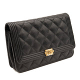 Chanel Caviar Quilted Boy Wallet On Chain WOC Black