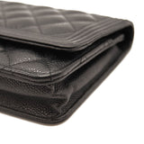 Chanel Caviar Quilted Boy Wallet On Chain WOC Black