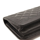 Chanel Caviar Quilted Boy Wallet On Chain WOC Black