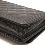 Chanel Caviar Quilted Boy Wallet On Chain WOC Black