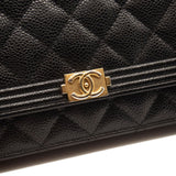 Chanel Caviar Quilted Boy Wallet On Chain WOC Black