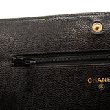 Chanel Caviar Quilted Boy Wallet On Chain WOC Black