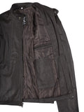 Mens Dark Brown Cowhide Cafe Racer Leather Jacket