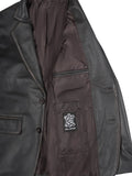 Mens Dark Brown Rub Off Leather Blazer
