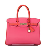 Hermes Birkin 30cm Bi-Color Rose Azalee and Feu Epsom Permabrass Hardware