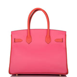 Hermes Birkin 30cm Bi-Color Rose Azalee and Feu Epsom Permabrass Hardware