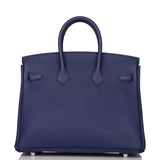 Hermes Bleu Encre Verso Togo Birkin 25cm Palladium Hardware