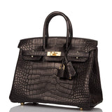 Hermes Black Matte Alligator Birkin 25cm Gold Hardware