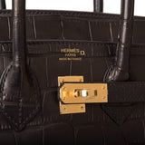 Hermes Black Matte Alligator Birkin 25cm Gold Hardware