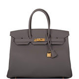 Hermes Birkin 35 Etain Togo Gold Hardware