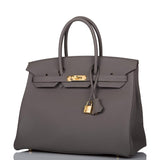Hermes Birkin 35 Etain Togo Gold Hardware