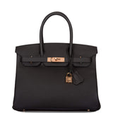 Hermes Black Togo Birkin 30cm Rose Gold Hardware