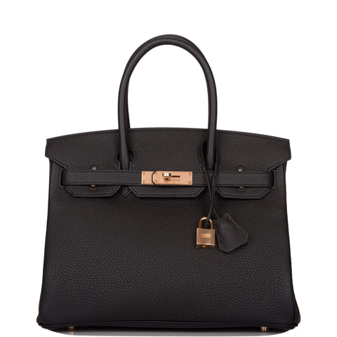 Hermes Black Togo Birkin 30cm Rose Gold Hardware