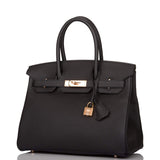 Hermes Black Togo Birkin 30cm Rose Gold Hardware
