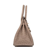Hermes Gris Asphalte Ostrich Birkin 30cm Gold Hardware