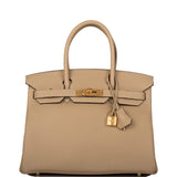 Hermes Trench Clemence Birkin 30cm Gold Hardware