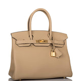 Hermes Trench Clemence Birkin 30cm Gold Hardware