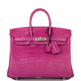 Hermes Birkin 25 Rose Scheherazade Matte Alligator Palladium Hardware