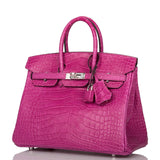 Hermes Birkin 25 Rose Scheherazade Matte Alligator Palladium Hardware