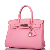 Pre-owned Hermes Birkin 30 Bubblegum 5P Epsom Palladium Hardware