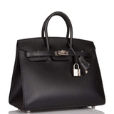 Hermes Birkin Sellier 25 Black Veau Madame Palladium Hardware