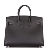 Hermes Birkin Sellier 25 Black Veau Madame Palladium Hardware