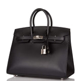 Hermes Birkin Sellier 25 Black Veau Madame Palladium Hardware