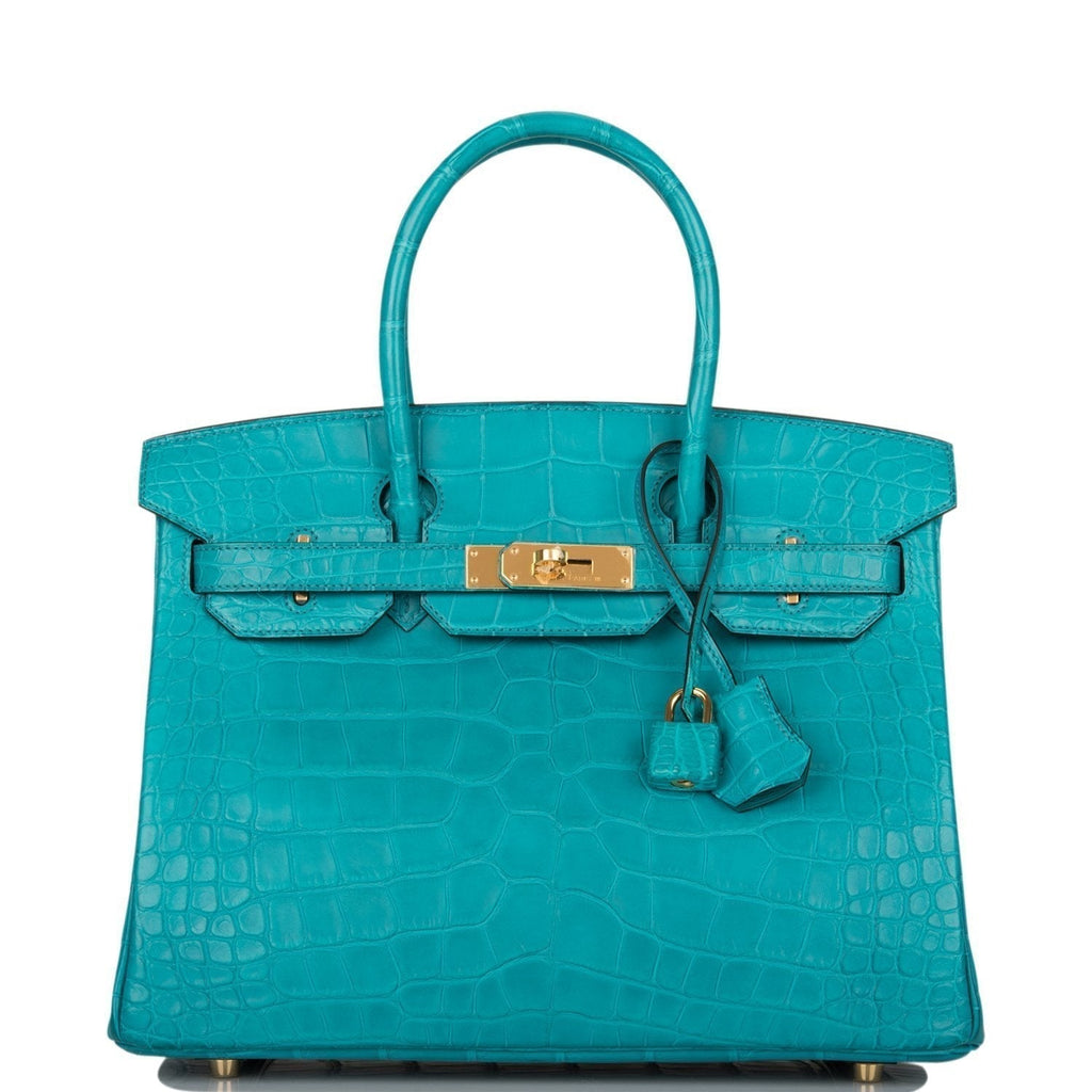 Hermes Bleu Paon Matte Alligator Birkin 30cm Gold Hardware