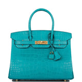 Hermes Bleu Paon Matte Alligator Birkin 30cm Gold Hardware
