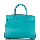 Hermes Bleu Paon Matte Alligator Birkin 30cm Gold Hardware