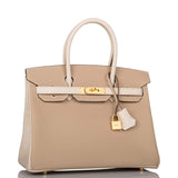 Hermes Birkin 30cm Bi-Color Trench and Craie Epsom Gold Hardware