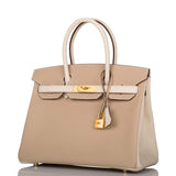 Hermes Birkin 30cm Bi-Color Trench and Craie Epsom Gold Hardware