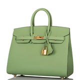 Hermes Birkin Sellier 25 Vert Criquet Epsom Gold Hardware