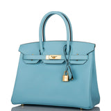 Hermes Birkin 30 Bleu Atoll Epsom Gold Hardware