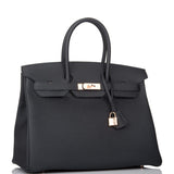 Hermes Birkin 35 Black Togo Rose Gold Hardware