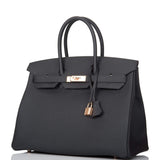 Hermes Birkin 35 Black Togo Rose Gold Hardware