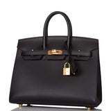 Hermes Black Veau Madame Sellier Birkin 25cm Gold Hardware